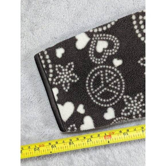 Old Navy Fleece Full Zip Sweater Womens Size Small Brown Hearts Peace Graphic - Picture 5 of 6